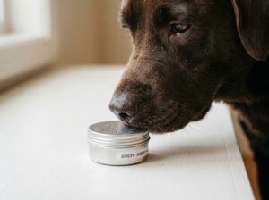 detection dog sniffing scent training container