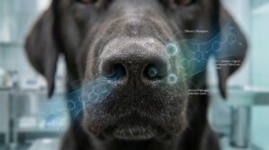 dog nose detecting viral scent particles COVID