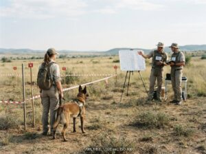 Mine-action team with Technical Survey Dog