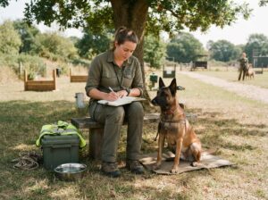 Technical Survey Dog resting with handler