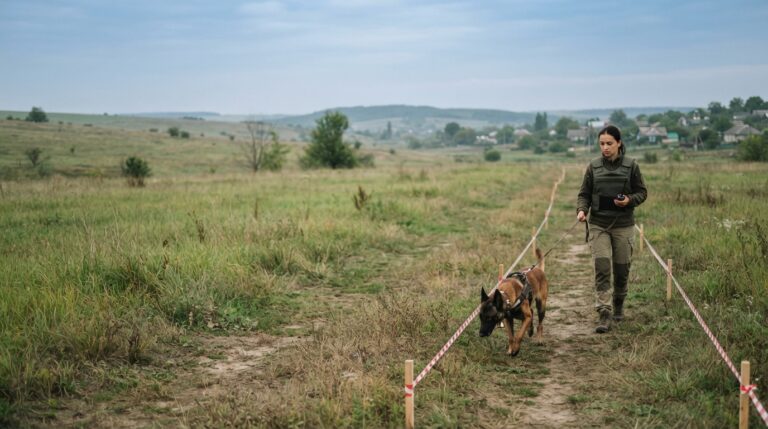 Technical Survey Dog with handler in Ukraine
